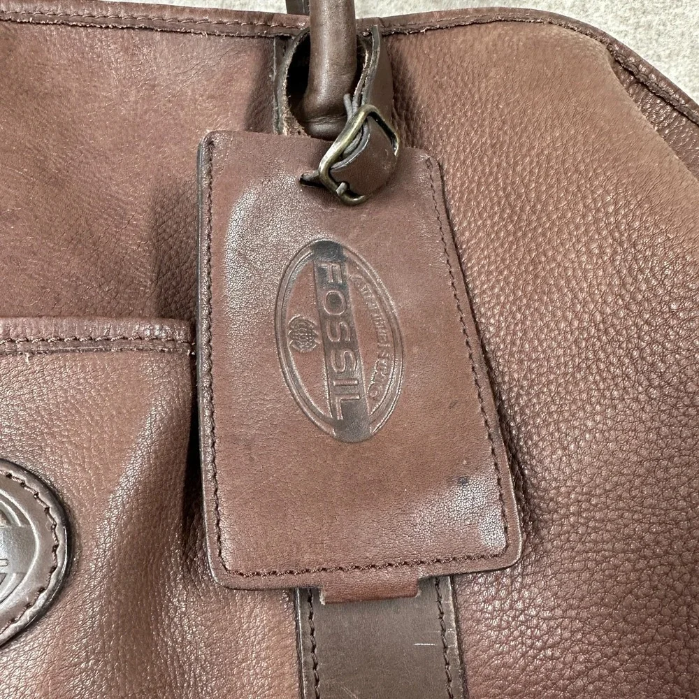 Fossil Brown‎ Leather Doctors Duffle Bag with Strap Overnight